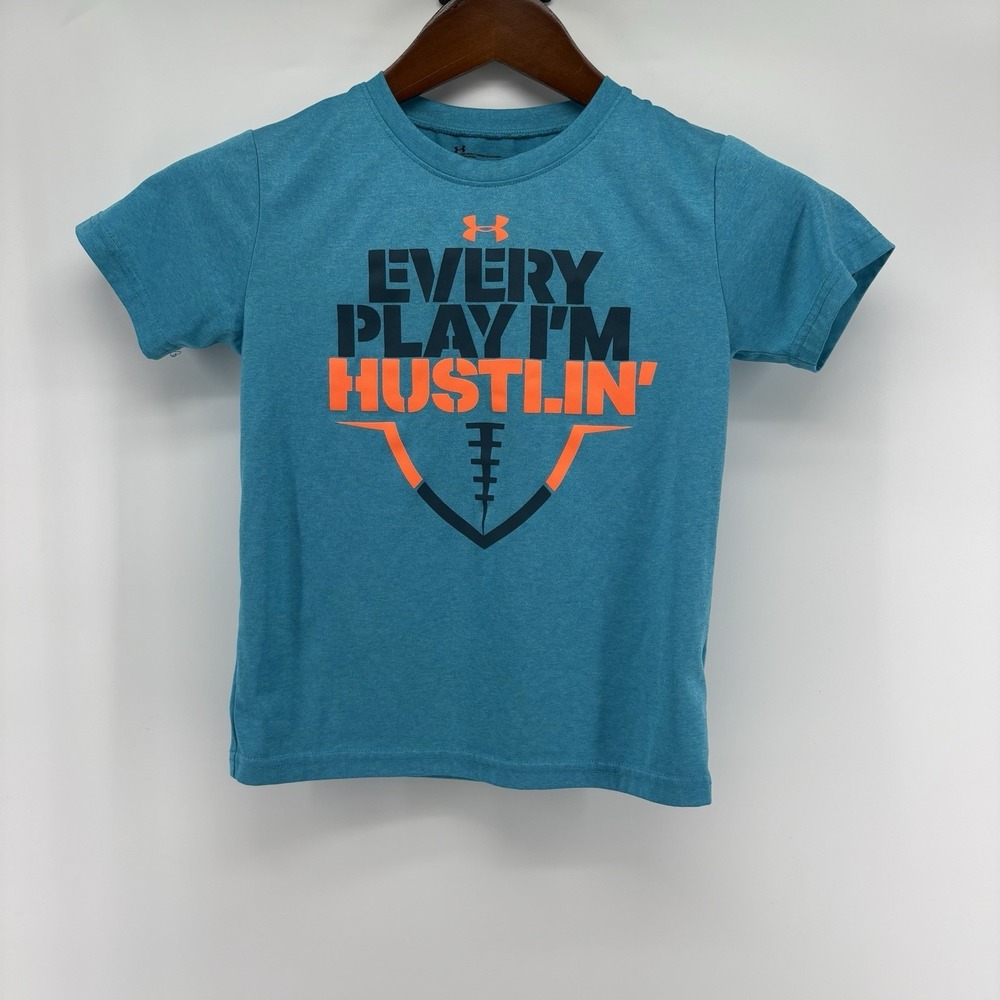 Under Armour Boys  "EVERY PLAY I'M HUSTLIN"‎ Short-Sleeves Tshirt Tee Size 7